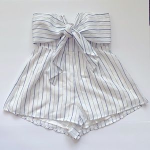 Blue and white striped romper